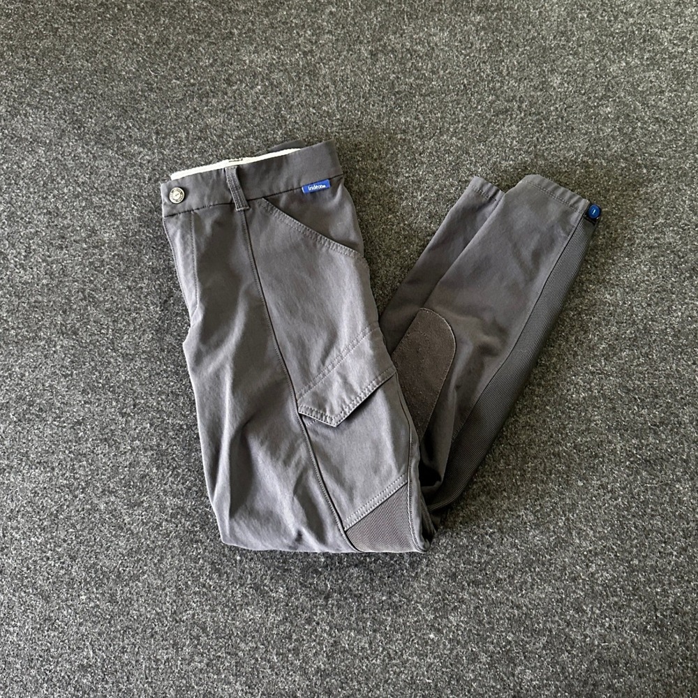 Irideon Riding Breeches Womens 28 Gray Cargo Knee Patch Equestrian Pants USA